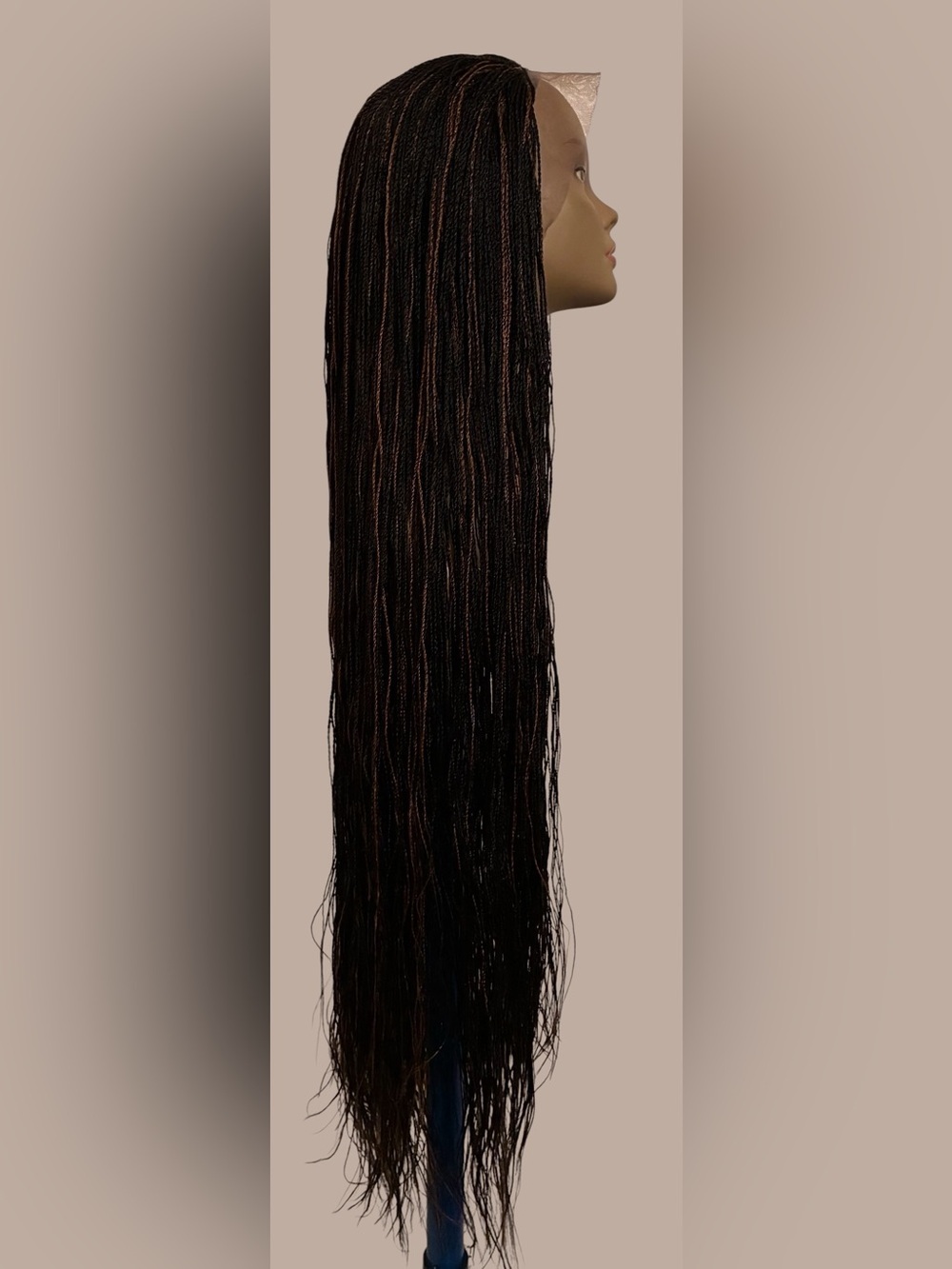 Synthetic Micro Twist Lace Front Wig in Black with Copper Highlights - Picture 6 of 14